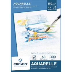 Bloc Desen A3, 10 File - 300 G/mp, Pentru Acuarele, Canson Aquarelle