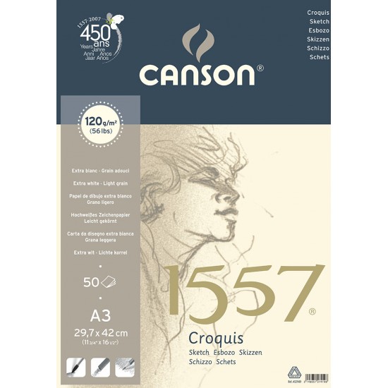 Bloc Desen A3, 50 File - 120 G/mp, Cu Spirala, Pentru Schite Creion, Canson Croquis