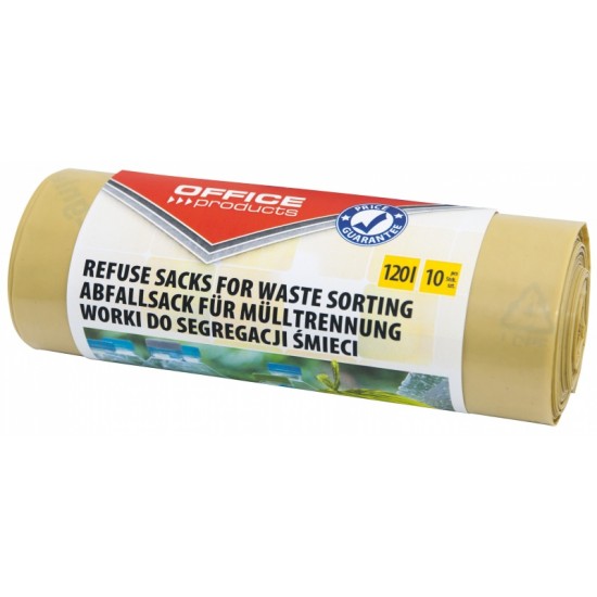 Saci Menaj Super Rezistenti 120l, 10buc/rola, Office Products - Galbeni - Pt. Plastic