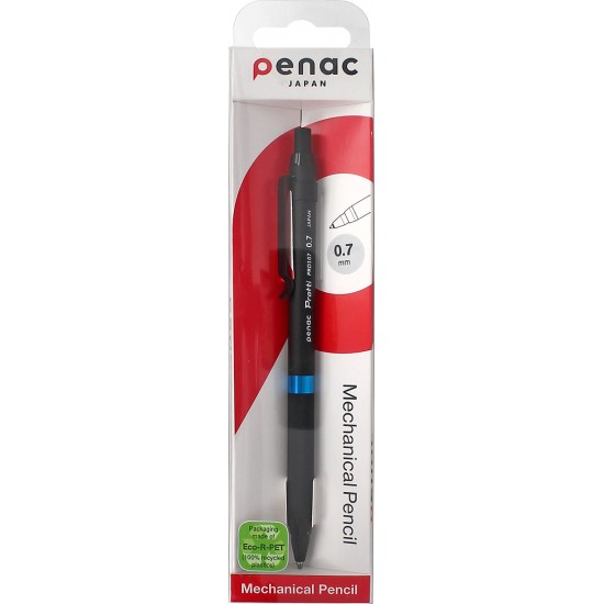 Creion Mecanic Profesional Penac Protti Prd-107, 0.7mm, Corp Metalic, Varf Retractabil, Negru/bleu,
