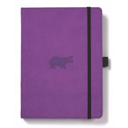 Caiet Cu Elastic, A5+, 96 File-100g/mp-cream, Coperti Rigide Violet, Dingbats Hippo - Dictando