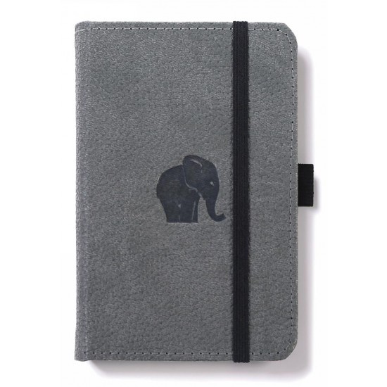 Caiet Cu Elastic, A6, 96 File-100g/mp-cream, Coperti Rigide Gri, Dingbats Elephant - Dictando