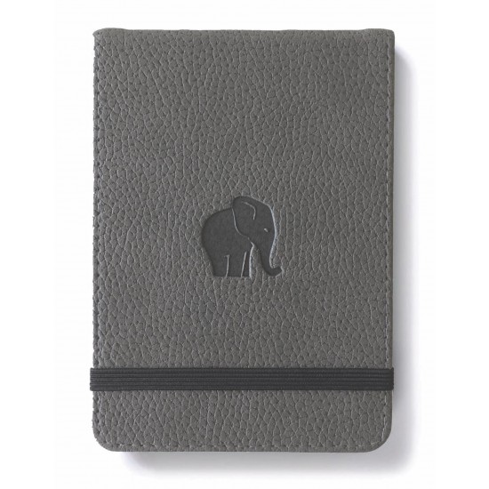 Blocnotes Cu Elastic, A6+, 96 File-100g/mp-cream, Coperti Rigide Gri, Dingbats Elephant - Dictando