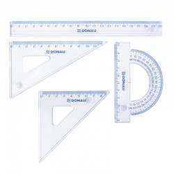 Set Geometrie Mic, Contine: Rigla 20cm, Raportor, Echer 10.5cm Si Echer 15cm, Donau -transparent Set Geometrie Mic, Contine: Rigla 20cm, Raportor, Echer 10.5cm Si Echer 15cm, Donau -transparent