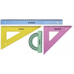 Set Geometrie Mare, Contine: Rigla 30cm, Raportor, Echer 13cm Si Echer 19cm, Donau - Culori Asortate Set Geometrie Mare, Contine: Rigla 30cm, Raportor, Echer 13cm Si Echer 19cm, Donau - Culori Asortate