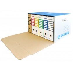 Container De Arhivare Cu Capac Deschidere Frontala, Carton 450gsm, Donau - Albastru/alb