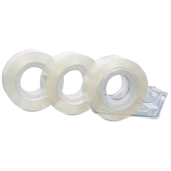 Dispenser + 3 Benzi Adezive Transparente 18mm X 33m, Donau - Cristal