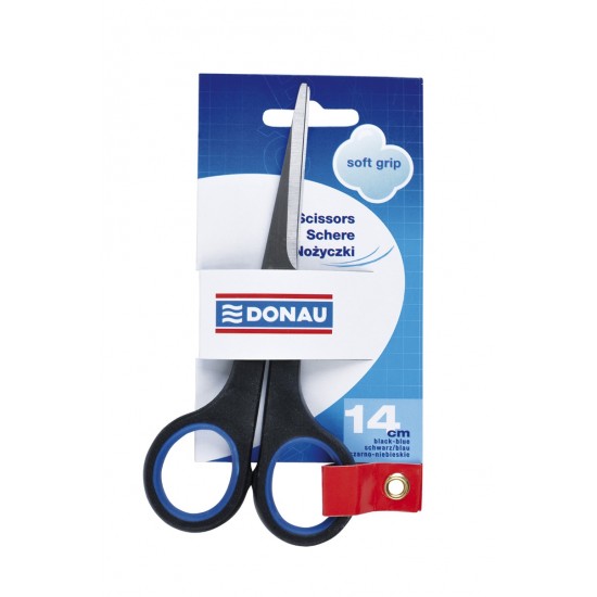 Foarfeca Otel, Ergonomica, 14cm, Cu Rubber Grip, Donau Soft Grip - Maner Albastru