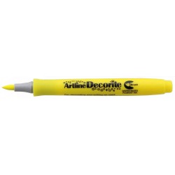 Marker Artline Decorite, Varf Flexibil (tip Pensula) - Galben Marker Artline Decorite, Varf Flexibil (tip Pensula) - Galben