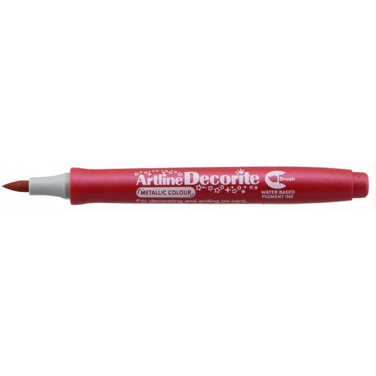 Marker Artline Decorite, Varf Flexibil (tip Pensula) - Rosu Metalizat