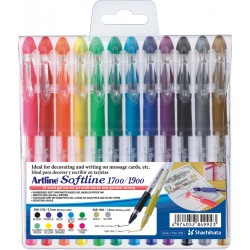 Pix Cu Gel Artline Softline 1700, Rubber Grip, Varf 0.7mm, 12 Culori/set