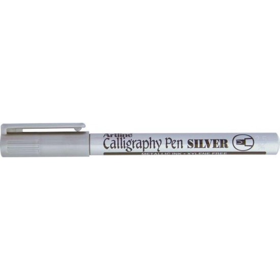 Marker Artline Calligraphy, Corp Metalic, Varf Tesit Din Fetru 2.5mm - Argintiu