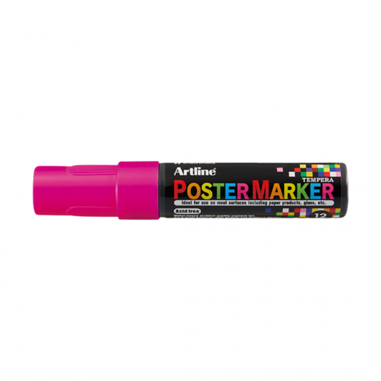 Marker Pentru Poster Artline, Corp Plastic, Varf Tesit 12mm - Roz Fluorescent
