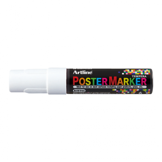 Marker Pentru Poster Artline, Corp Plastic, Varf Rotund 6mm - Alb