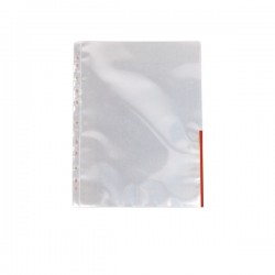 Folie Protectie Esselte, Deschidere Superioara Si Lateral Dreapta, A4, Cristal, 105 Mic, Margine Ros