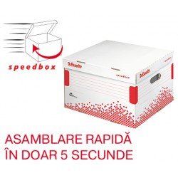 Container Arhivare Si Transport Esselte Speedbox, Cu Capac, Carton, Dimensiune L, Alb