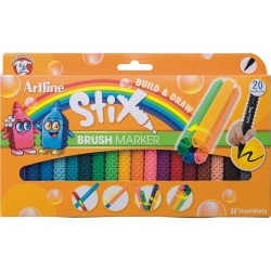 Carioca Artline Stix, Varf Flexibil (tip Pensula), Lavabil, 20 Buc/cutie Carioca Artline Stix, Varf Flexibil (tip Pensula), Lavabil, 20 Buc/cutie
