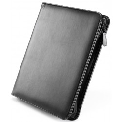 Mapa Conferinte A4, Imitatie Piele Neagra De Lux, Cu Inele, Buzunare Si Blocnotes, Falcon