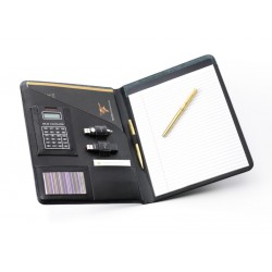 Mapa Conferinte A4, Imitatie Piele Neagra De Lux, Cu Blocnotes, Falcon