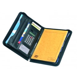 Mapa Conferinte A4, Imitatie Piele Neagra, Cu Buzunare Si Calculator, Falcon