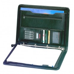 Mapa Conferinte A4, Imitatie Piele Neagra, Cu Inele, Buzunare Si Calculator, Falcon