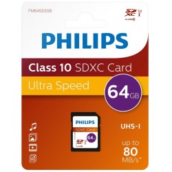 Card Memorie Sdxc, Clasa 10, Philips - 64gb