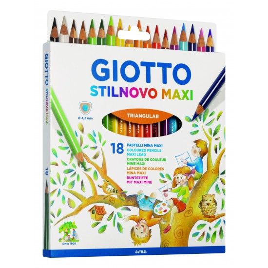 Creioane Colorate 18 Culori/cutie, Giotto Stilnovo Maxi
