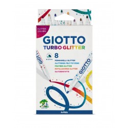 Carioca Cu 2 Capete, 8 Culori/blister, Giotto Turbo Glitter Carioca Cu 2 Capete, 8 Culori/blister, Giotto Turbo Glitter