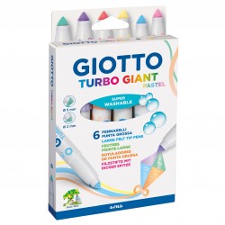 Carioca Super Lavabila, Varf 7.5mm, 6 Culori Pastel/cutie, Giotto Turbo Giant Pastel
