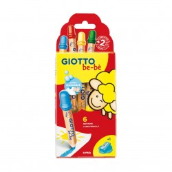 Creioane Colorate Jumbo + Ascutitoare, 6 Culori/cutie, Giotto Be-be