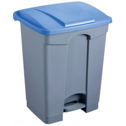 Cos Dreptunghiular Cu Pedala, Pentru Reciclare, 68 Litri, Helit - Corp Gri - Capac Albastru