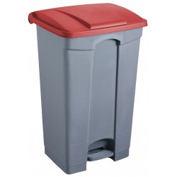 Cos Dreptunghiular Cu Pedala, Pentru Reciclare, 87 Litri, Helit - Corp Gri - Capac Rosu