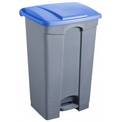 Cos Dreptunghiular Cu Pedala, Pentru Reciclare, 87 Litri, Helit - Corp Gri - Capac Albastru