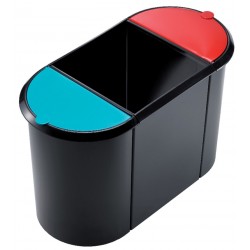 Cos Plastic Cu 3 Separatoare (1x20l Si 2x9l), Pentru Reziduuri, Helit - Negru/rosu/verde