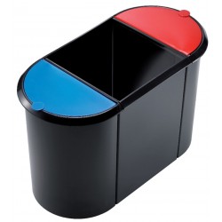Cos Plastic Cu 3 Separatoare (1x20l Si 2x9l), Pentru Reziduuri, Helit - Negru/rosu/albastru
