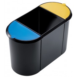 Cos Plastic Cu 3 Separatoare (1x20l Si 2x9l), Pentru Reziduuri, Helit - Negru/albastru/galben