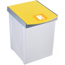 Cos Dreptunghiular Pentru Reciclare, 20 Litri, Helit - Corp Gri - Capac Galben