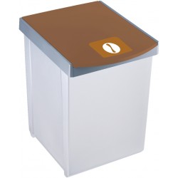 Cos Dreptunghiular Pentru Reciclare, 20 Litri, Helit - Corp Gri - Capac Maro