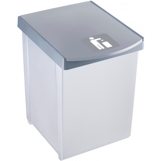 Cos Dreptunghiular Pentru Reciclare, 20 Litri, Helit - Corp Gri - Capac Gri