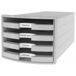 Suport Plastic Cu 4 Sertare Pt. Documente, Han Impuls 2.0 (open) - Gri Deschis - Sertare Gri Deschis