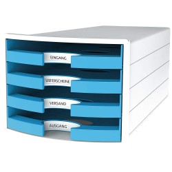 Suport Plastic Cu 4 Sertare Pt. Documente, Han Impuls 2.0 (open) - Alb - Sertare Bleu