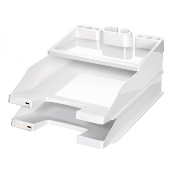 Set 2 Tavi Documente + 1 Istep Desk Organizer, Han Proset - Alb Lucios