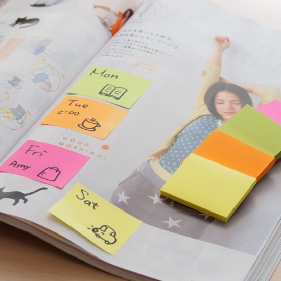 Notes Autoadeziv 38 X 51 Mm, 4 X 50 File/set, Stick"n - 4 Culori Fosforescente