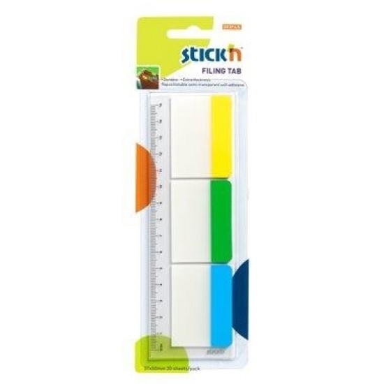 Stick Index Plastic Transp. Cu Margine Color 37 X 50 Mm, 3 X 10file/set, Stick"n - 3 Culori Neon