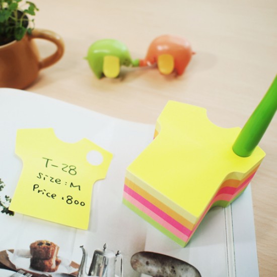 Notes Autoadeziv Die-cut - Tricou, 70 X 70 Mm, 400 File, Stick"n - 5 Culori Fluorescente