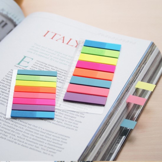 Stick Index Plastic Transparent Color 45 X 8 Mm, 8 X 20 File/set, Stick"n - 8 Culori Neon