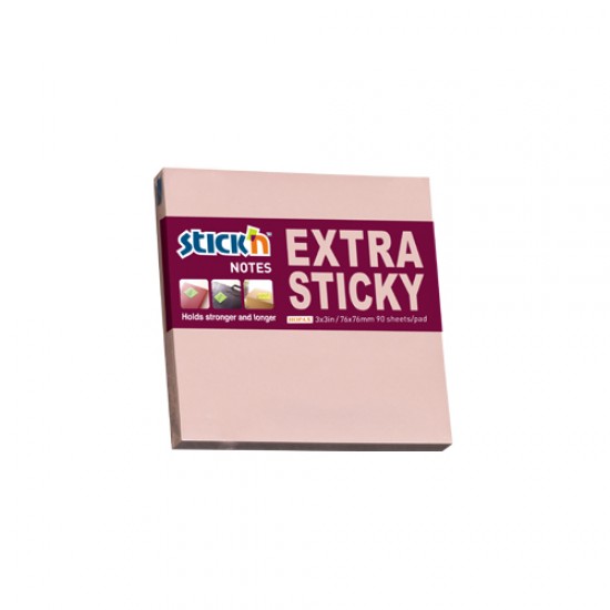 Notes Autoadeziv Extra-sticky 76 X 76mm, 90 File, Stick"n - Magenta Pastel