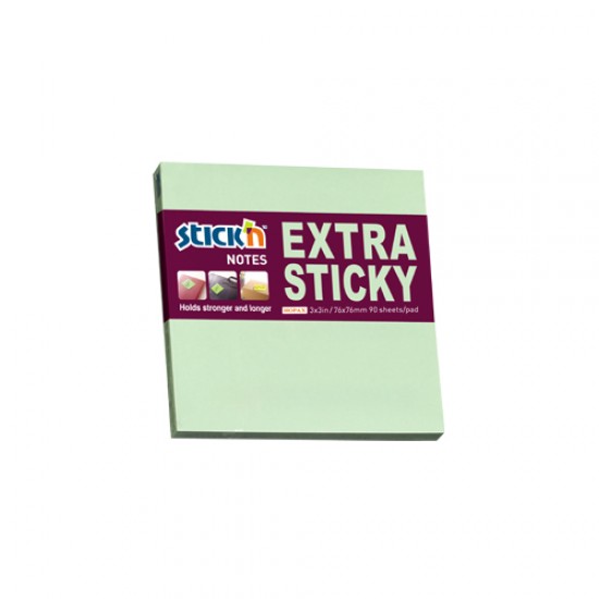 Notes Autoadeziv Extra-sticky 76 X 76mm, 90 File, Stick"n - Verde Pastel