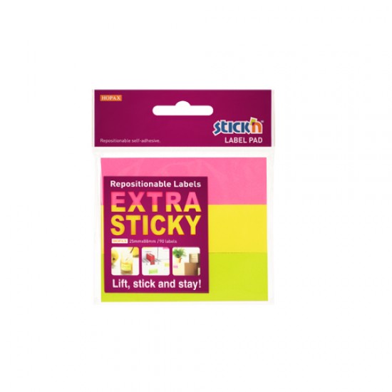 Etichete Autoadezive 25 X 88 Mm, 3 X 30 Etichete/set Stick"n Extra Sticky Label - Neon Asortate