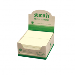 Notes Autoadeziv 76 X 127 Mm, Hartie Reciclata, 100 File, 12 Buc/cutie, Stick"n – Galben Pastel